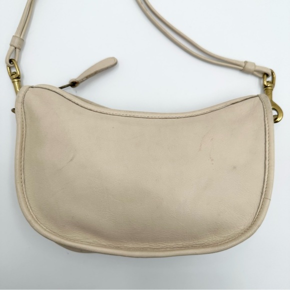 Vintage Coach Double Strap Swinger Bone Cream Leather Crossbody Bag - Picture 2 of 16